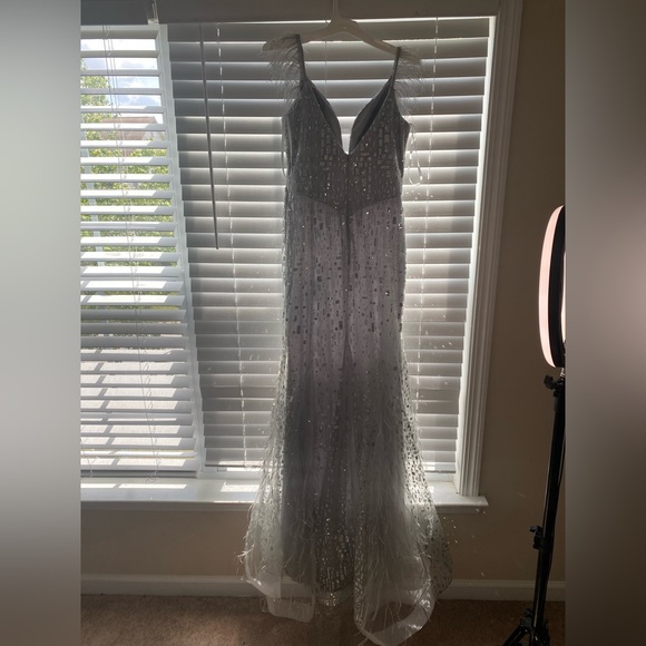 Silver Fitted Prom Dress, Wore only once, Selling for half original price. - Picture 5 of 5